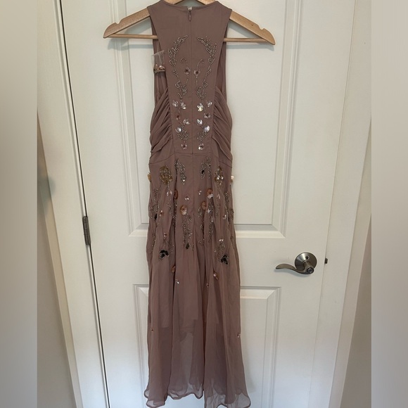 ASOS DESIGN delicate floral embellished midi dress with wrap waist - Picture 7 of 8